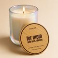 Personalized 14 oz White Sage and Lavender soy candle with engraved bamboo lid