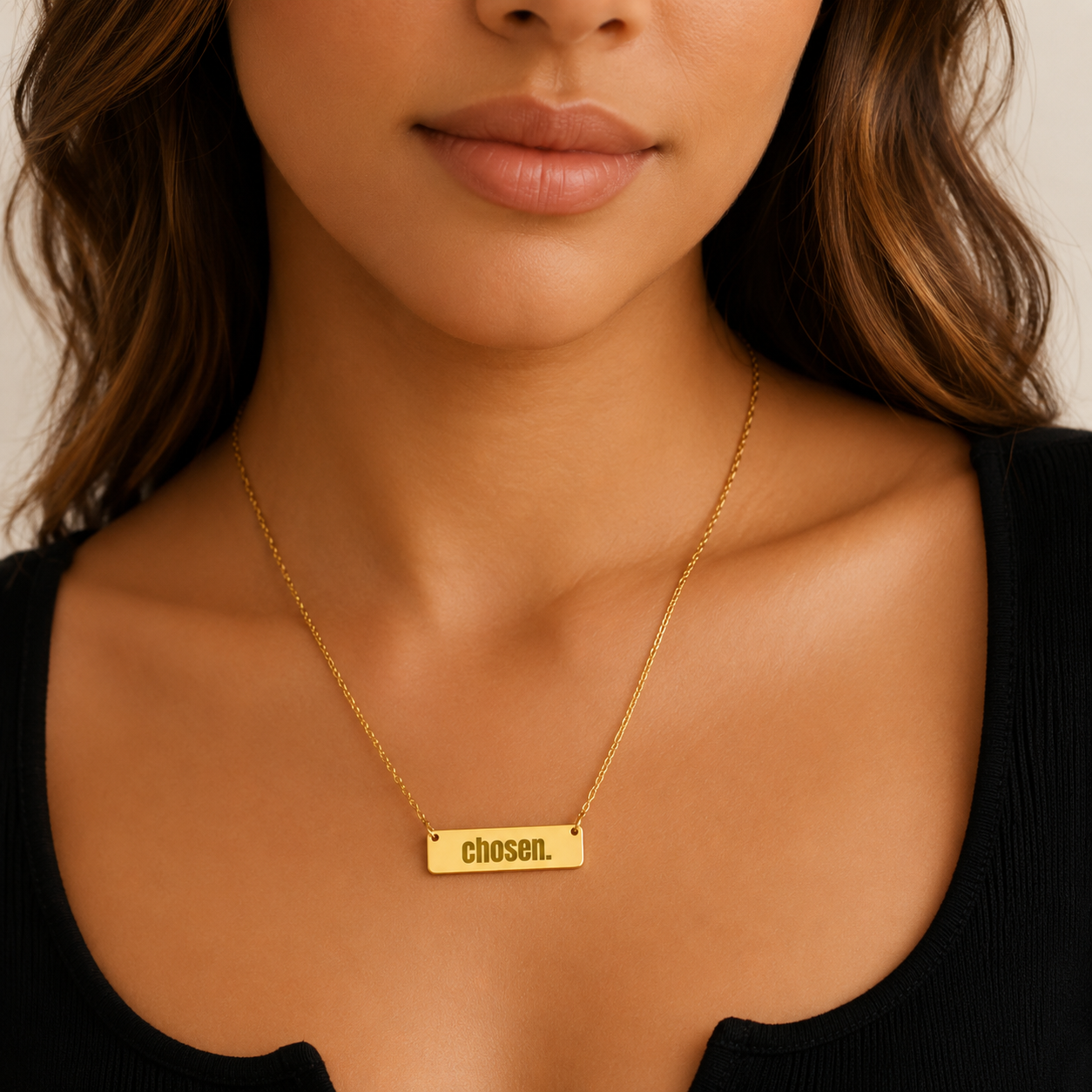 Adjustable cable chain for personalized bar necklace with 16 to 22 inch length