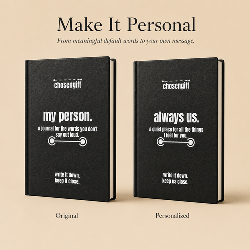 Original and personalized black vegan leather journal cover examples