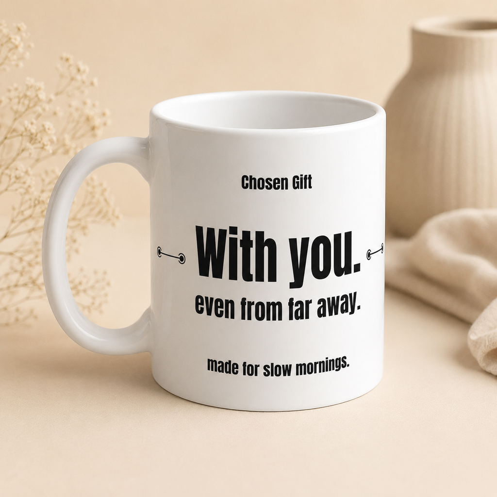 Personalized long distance mug reading With You even from far away